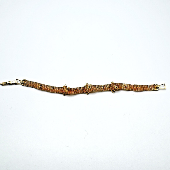 Vintage Mesh Rhinestone Bracelet Gold Tone AB Aurora Borealis 7” - Picture 5 of 9